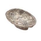 Solid Brass 5/8" Centers Handle with Scrolled Designs with Petals on Base in Monticello Silver
