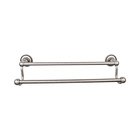 Edwardian Bath Towel Bar 30" Double - Beaded Bplate in Antique Pewter