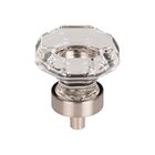 1 1/8" (29mm) Diameter Knob in Clear Crystal with Brushed Satin Nickel