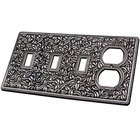 Triple Toggle Single Combo Outlet Switchplate in Antique Silver