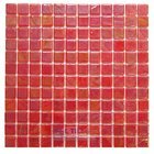 Recycled Glass Tile Mesh Backed Sheet in Red Iridescent