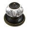 Richelieu Hardware - Eclectic Expression - 1 1/4" Diameter Knob with beaded detail with Optional Backplate in Burnished Brass and Clear Acrylic